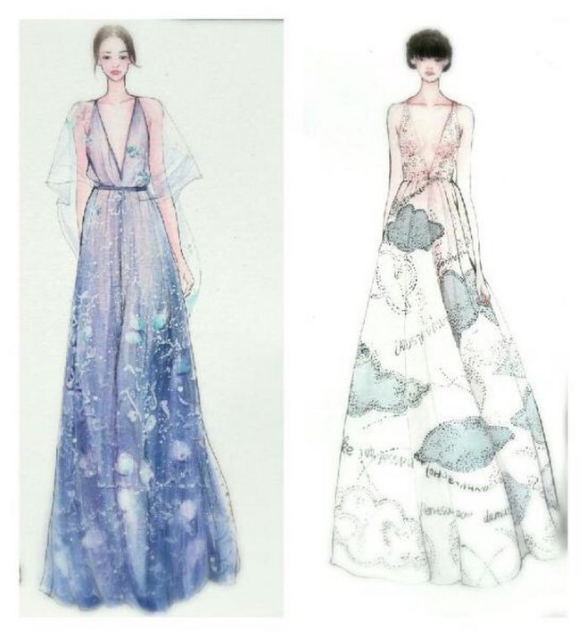 【筆尖時尚】水彩手繪 服裝插畫 手繪插畫 婚紗禮服 手繪 設計稿 volentino的秀場|來自 官官an